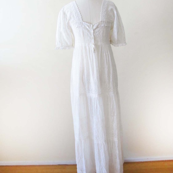 DÔEN Colline Dress Small White Voile Cotton Romantic Maxi Dress Lace Embroidered - Picture 4 of 9